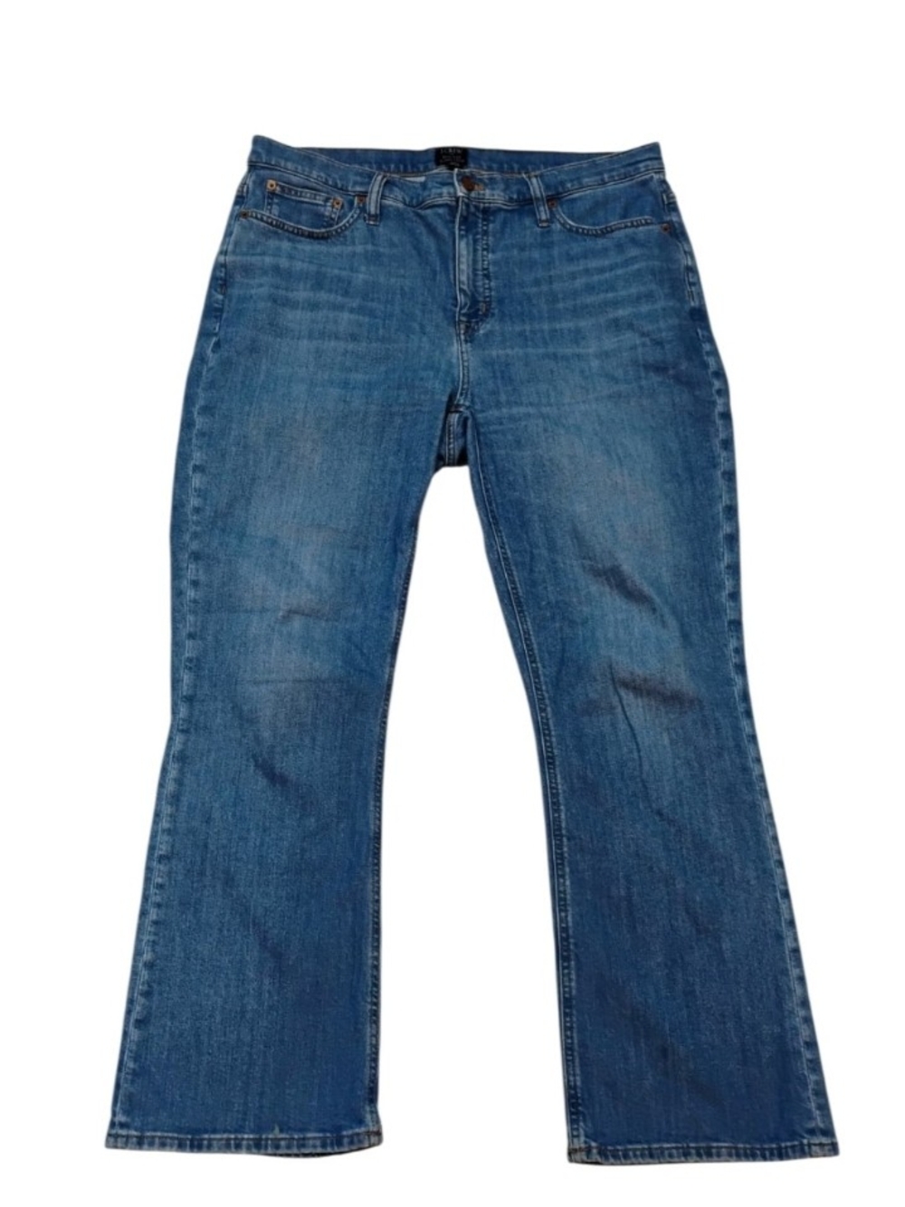 J. Crew Women's Flared Jeans in Medium Blue Wash Mid Rise Flare Crop 32 T